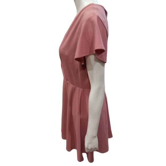 NWT Trixxi Francesca's Pink Shirred Fit & Flare Dress Sz XL Faux Wrap Shirred - Picture 4 of 10
